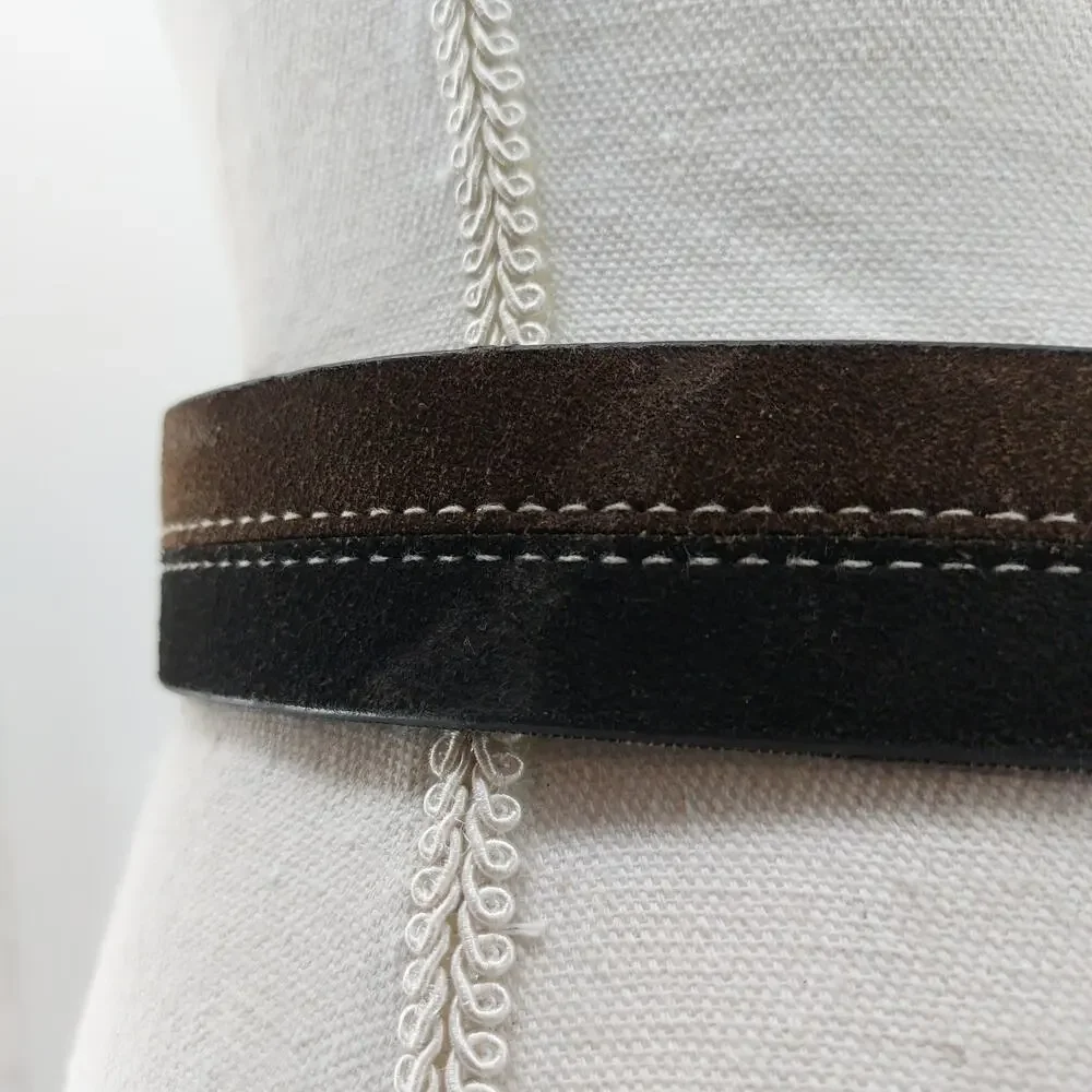 Arizona Jean Womens Belt Medium Two Tone Brown Black Suede Y2K